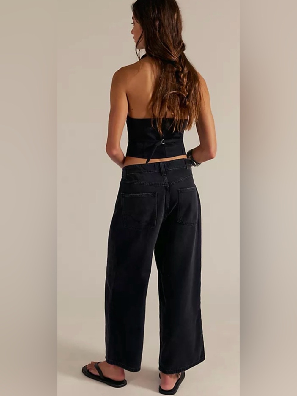 NWT FREE PEOPLE WE THE FREE CARINA ULTRA SOFT BOYFRIEND JEANS BLACK